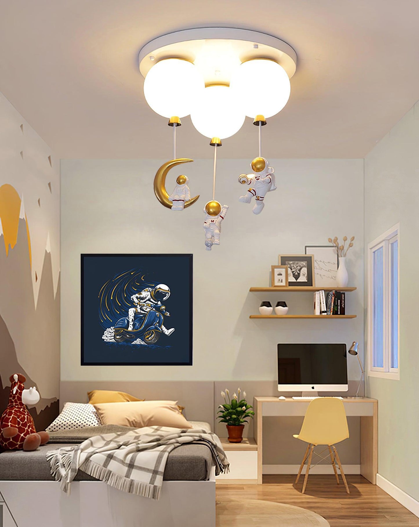 Astronaut Ceiling Lamp | Metal, Acrylic, PPC | Orange, Yellow, Red, Green, White, Blue, Pink