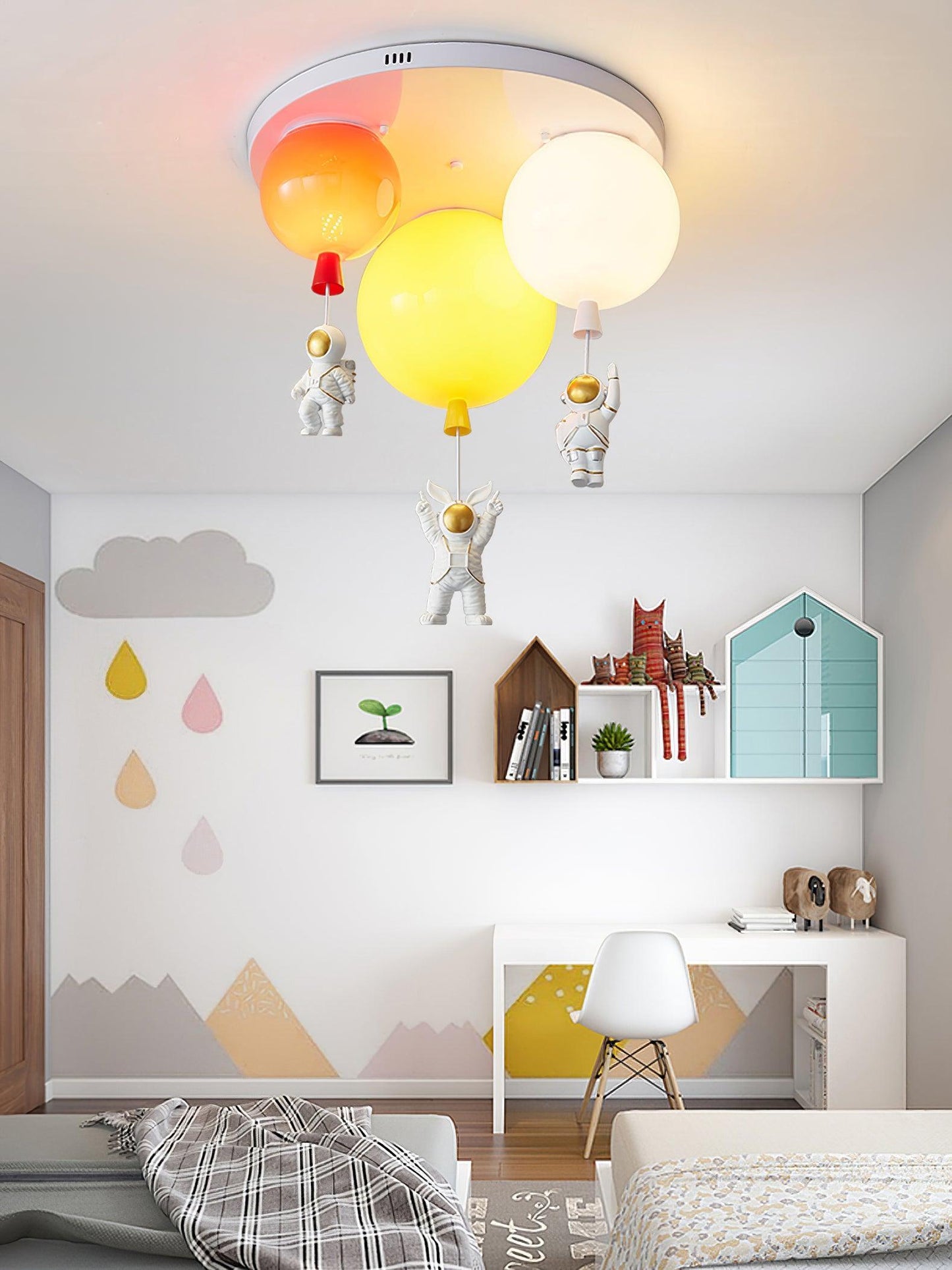 Astronaut Ceiling Lamp | Metal, Acrylic, PPC | Orange, Yellow, Red, Green, White, Blue, Pink