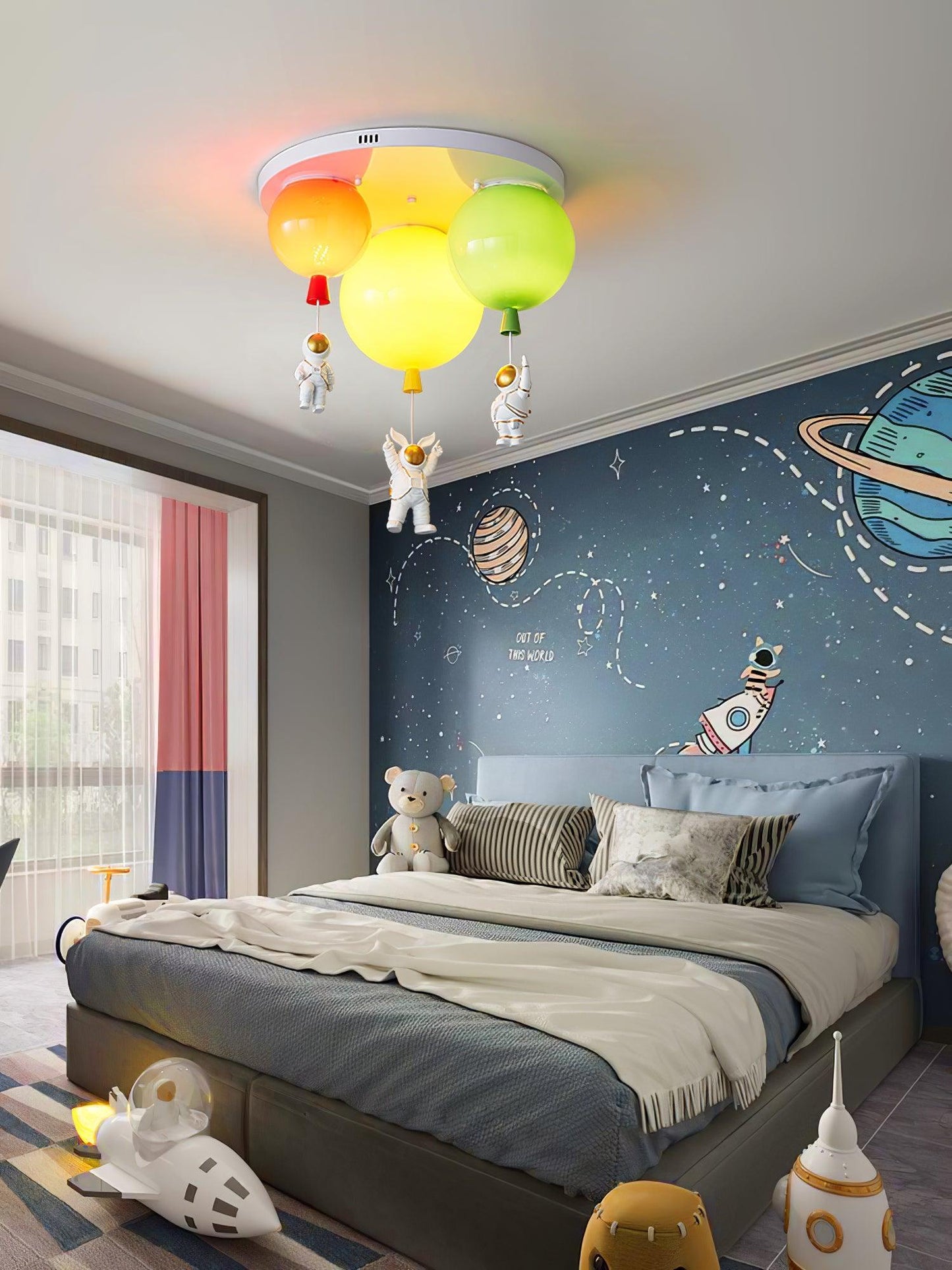 Astronaut Ceiling Lamp | Metal, Acrylic, PPC | Orange, Yellow, Red, Green, White, Blue, Pink