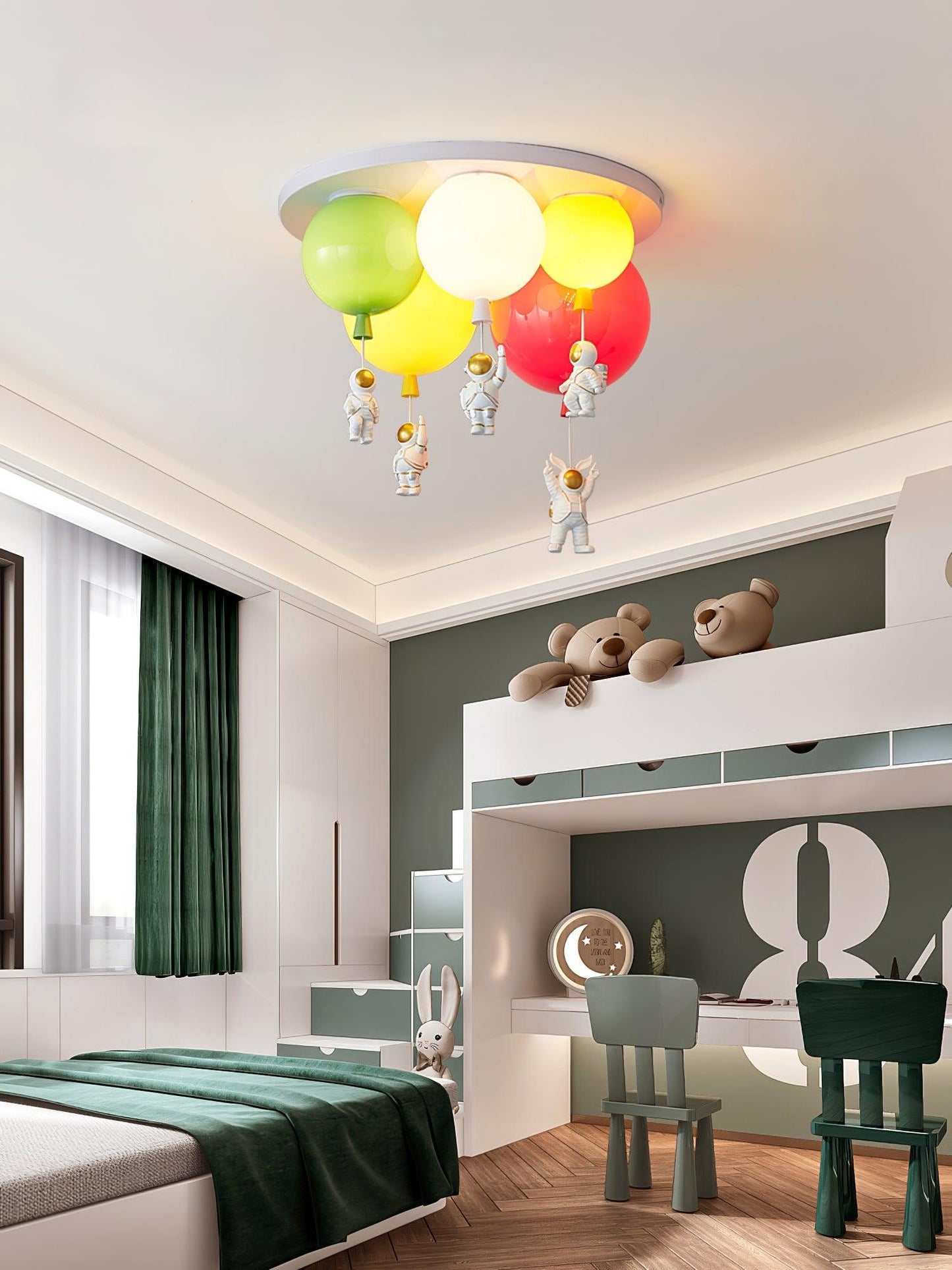 Astronaut Ceiling Lamp | Metal, Acrylic, PPC | Orange, Yellow, Red, Green, White, Blue, Pink