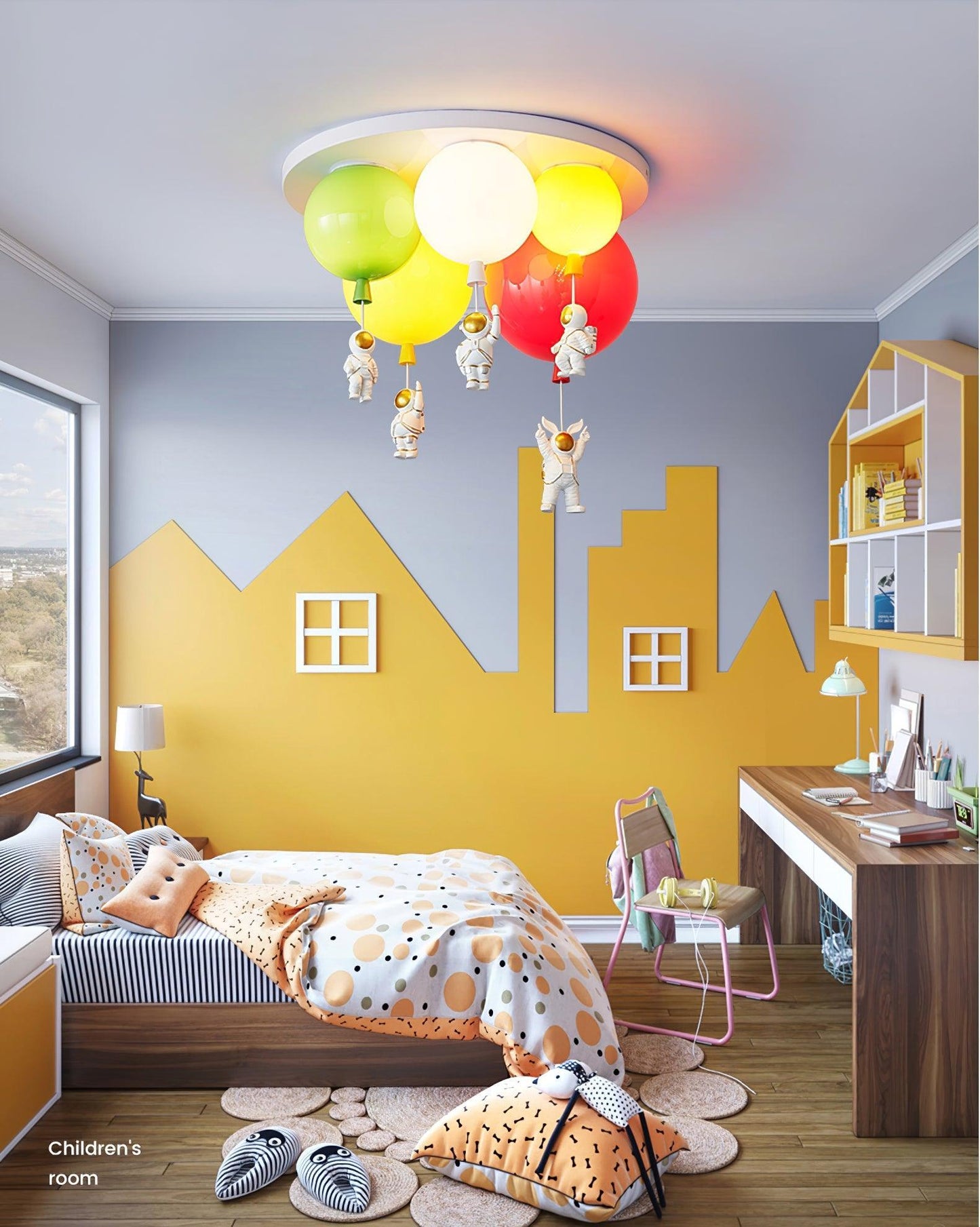 Astronaut Ceiling Lamp | Metal, Acrylic, PPC | Orange, Yellow, Red, Green, White, Blue, Pink