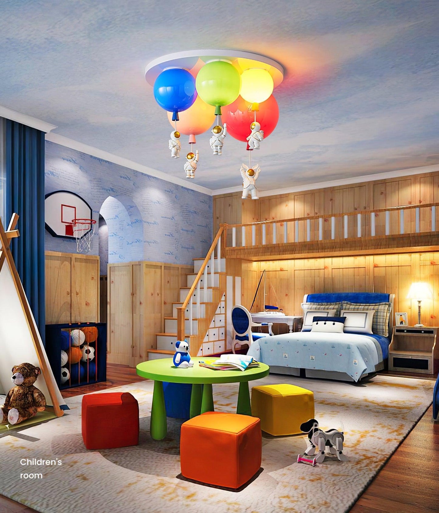 Astronaut Ceiling Lamp | Metal, Acrylic, PPC | Orange, Yellow, Red, Green, White, Blue, Pink
