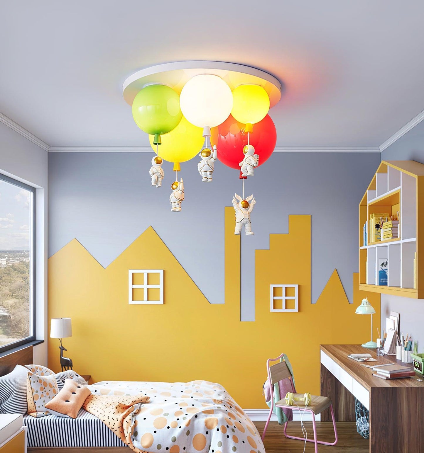 Astronaut Ceiling Lamp | Metal, Acrylic, PPC | Orange, Yellow, Red, Green, White, Blue, Pink
