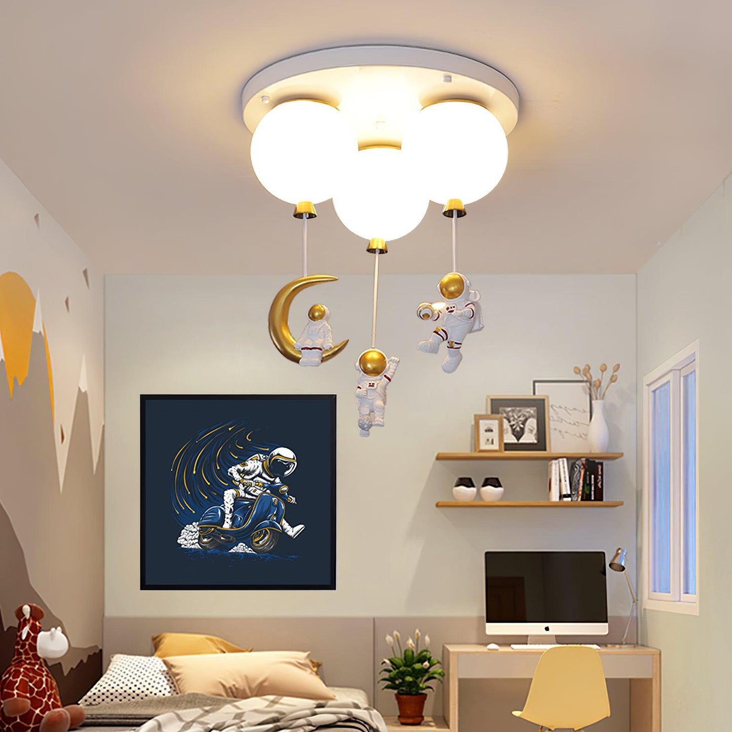 Astronaut Ceiling Lamp | Metal, Acrylic, PPC | Orange, Yellow, Red, Green, White, Blue, Pink