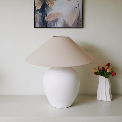 Aterra Table Lamp | Ceramic | White and Beige