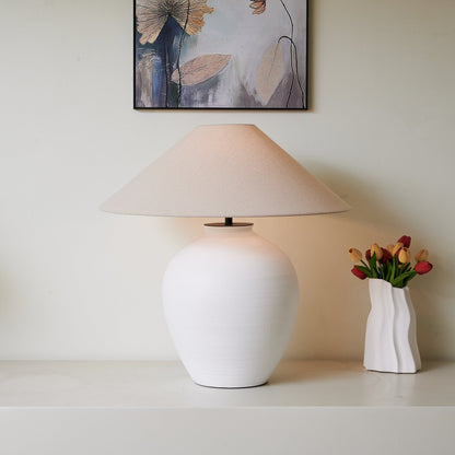 Aterra Table Lamp | Ceramic | White and Beige