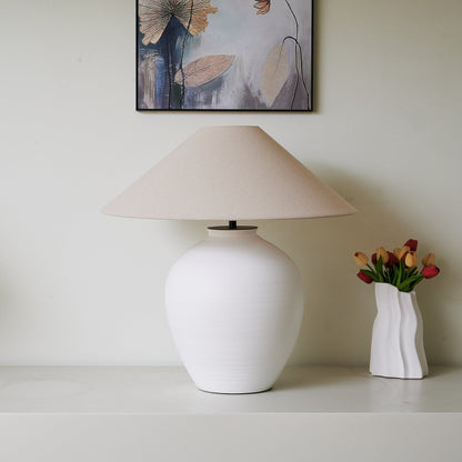 Aterra Table Lamp | Ceramic | White and Beige
