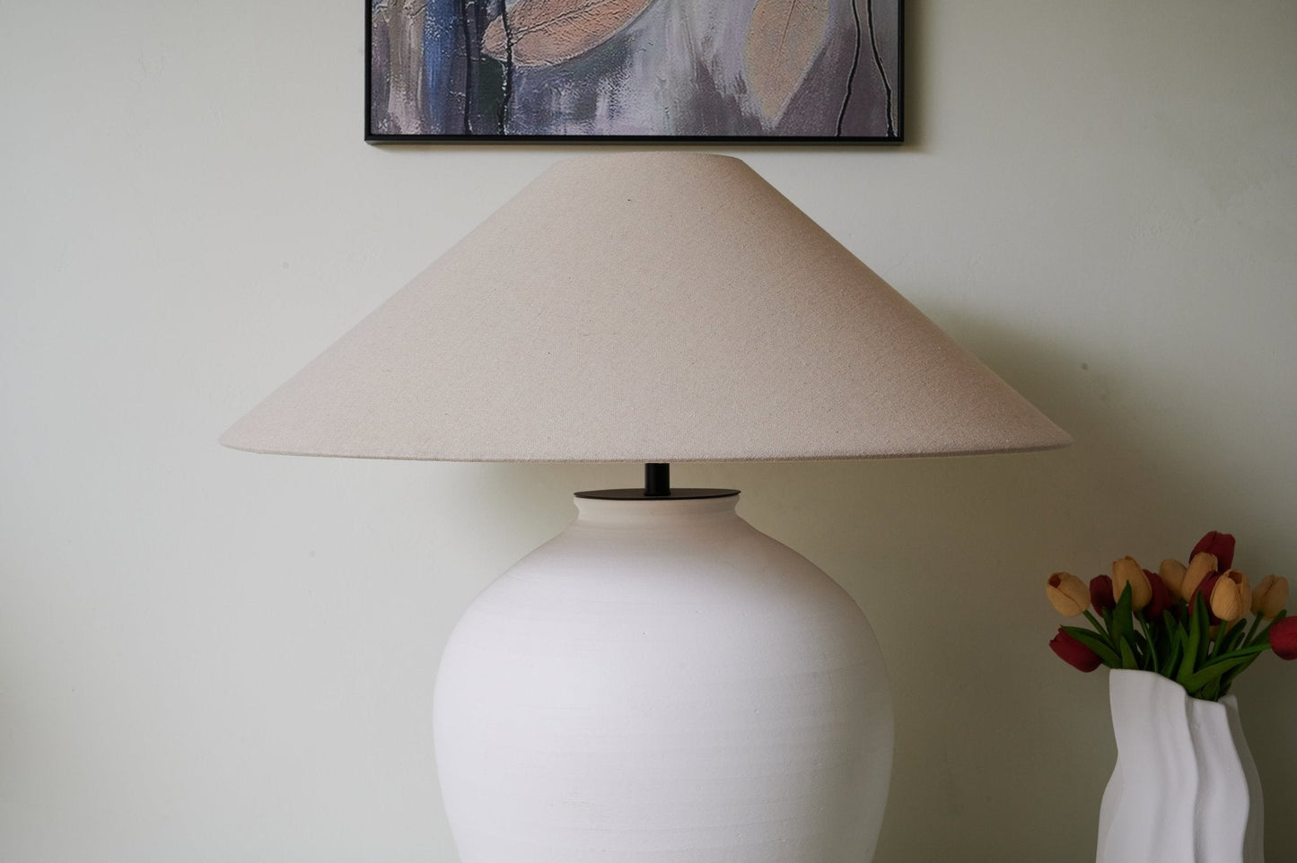Aterra Table Lamp | Ceramic | White and Beige