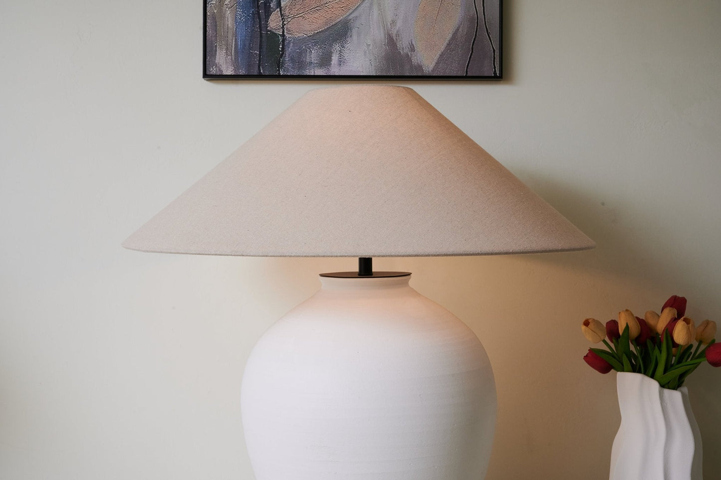 Aterra Table Lamp | Ceramic | White and Beige