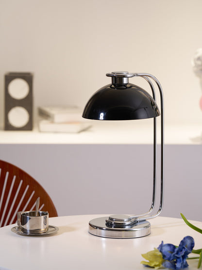 Athena Table Lamp | Polished Chrome & Black Shade | Modern Design