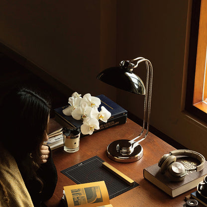 Athena Table Lamp | Polished Chrome & Black Shade | Modern Design