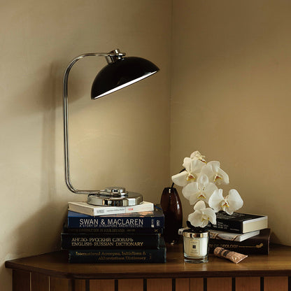 Athena Table Lamp | Polished Chrome & Black Shade | Modern Design