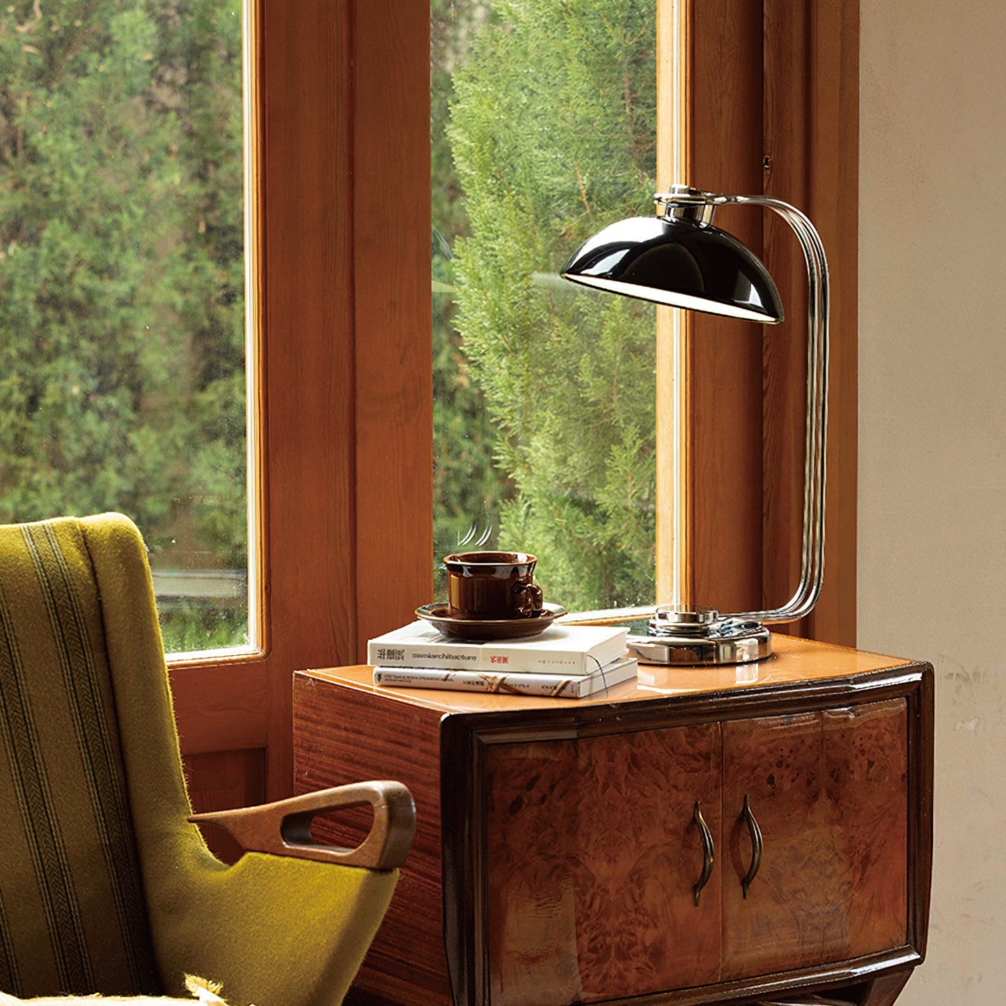 Athena Table Lamp | Polished Chrome & Black Shade | Modern Design