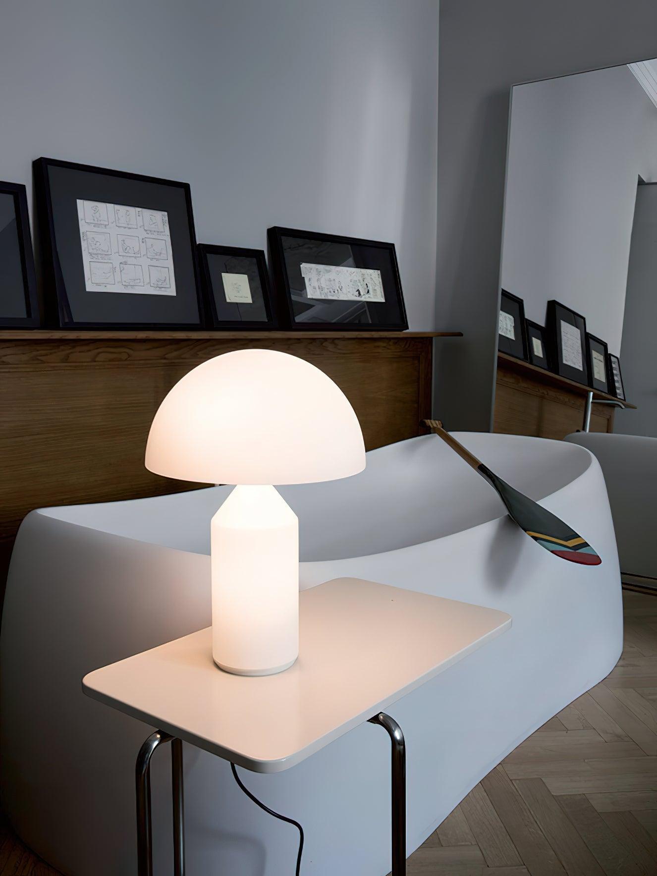 Atollo Table Lamp | Opaque Blown Glass | White