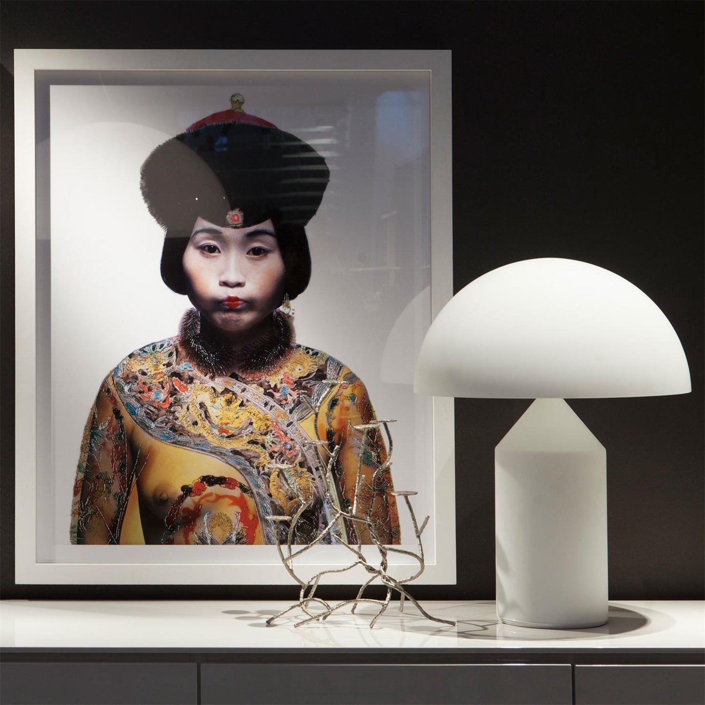 Atollo Table Lamp | Opaque Blown Glass | White