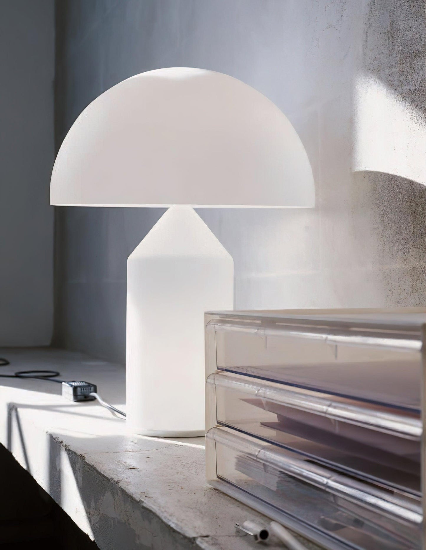 Atollo Table Lamp | Opaque Blown Glass | White