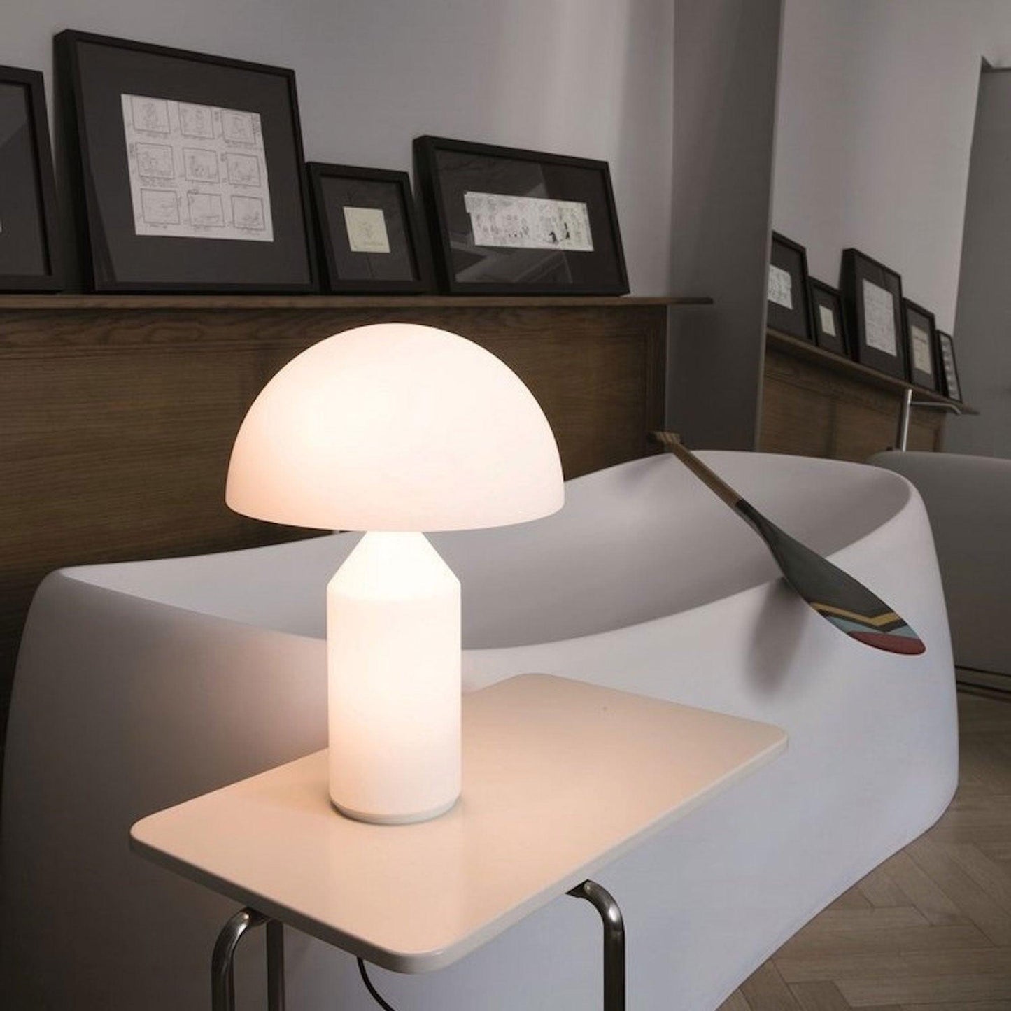 Atollo Table Lamp | Opaque Blown Glass | White