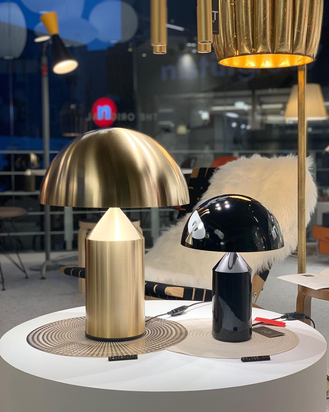 Atollo Table Lamp | Metal | Black, White, Copper | 25cm & 35cm