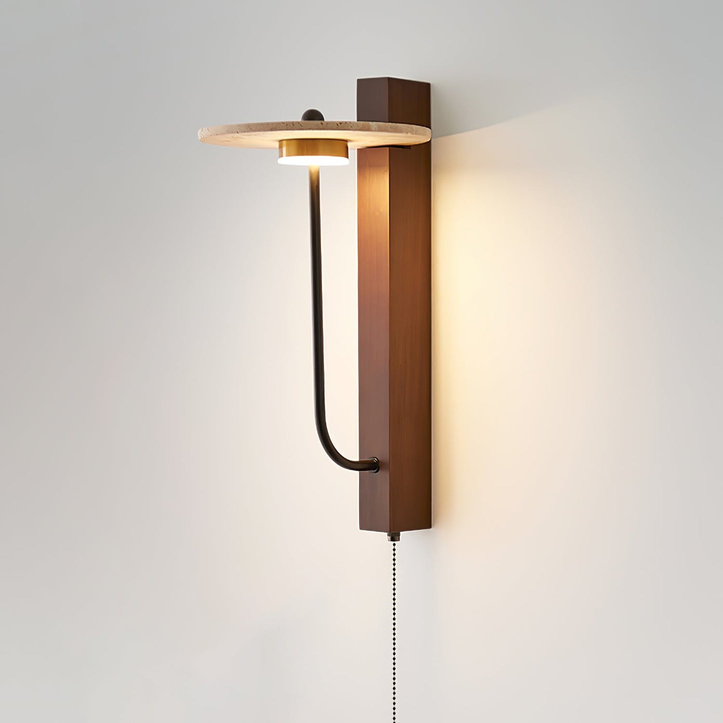 Aura Arm Wall Lamp | Yellow Travertine | Wood