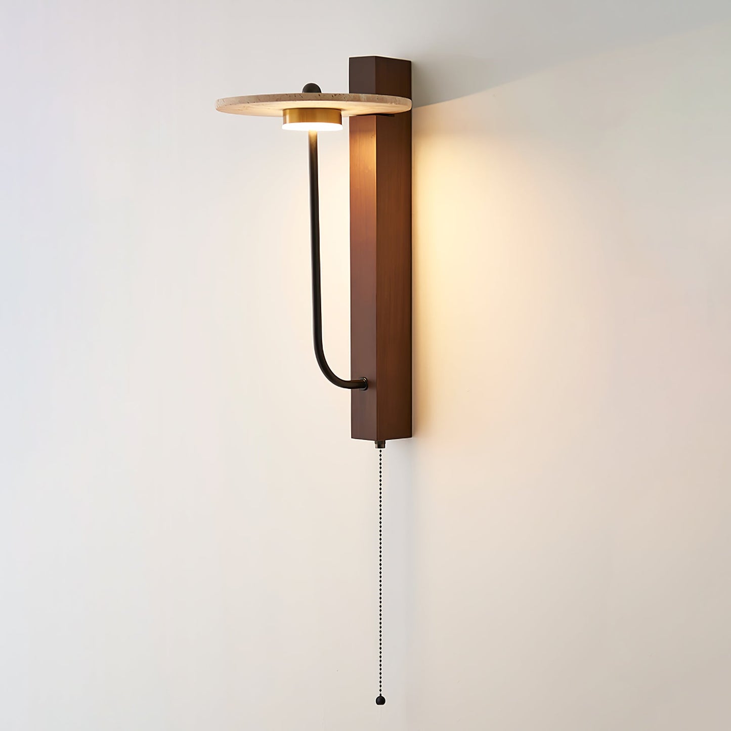 Aura Arm Wall Lamp | Yellow Travertine | Wood