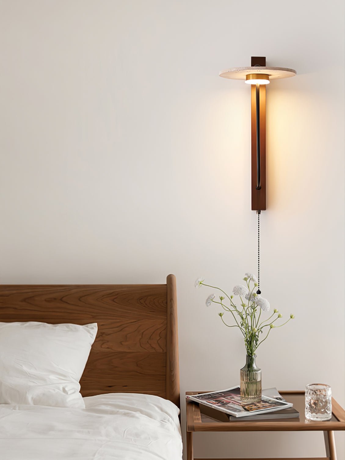 Aura Arm Wall Lamp | Yellow Travertine | Wood
