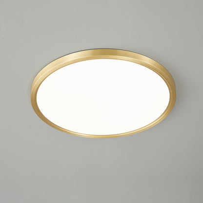 Aurea Disc Ceiling Light | Brass Frame | White Shade