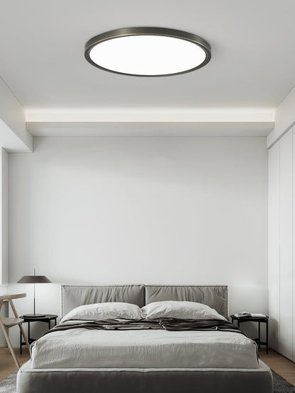 Aurea Disc Ceiling Light | Brass Frame | White Shade