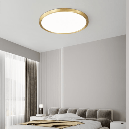 Aurea Disc Ceiling Light | Brass Frame | White Shade