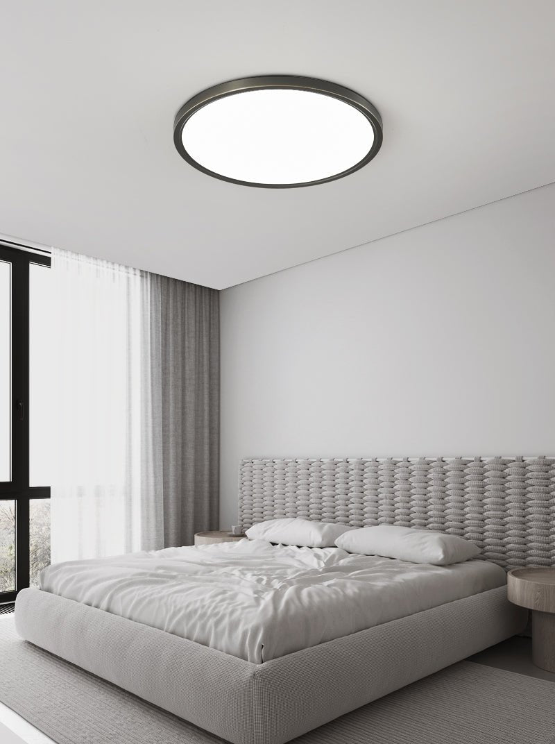Aurea Disc Ceiling Light | Brass Frame | White Shade
