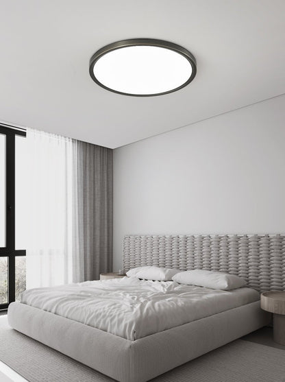 Aurea Disc Ceiling Light | Brass Frame | White Shade