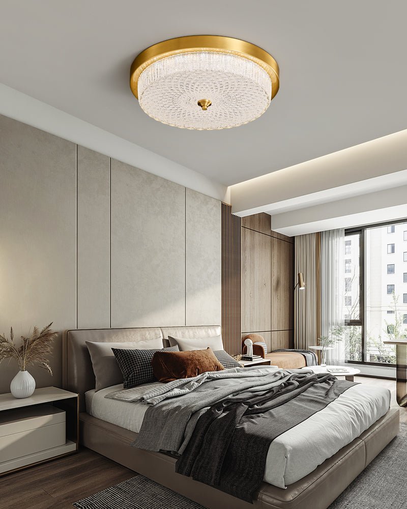 Aurestella Ceiling Light | Brass, Glass | White Shade