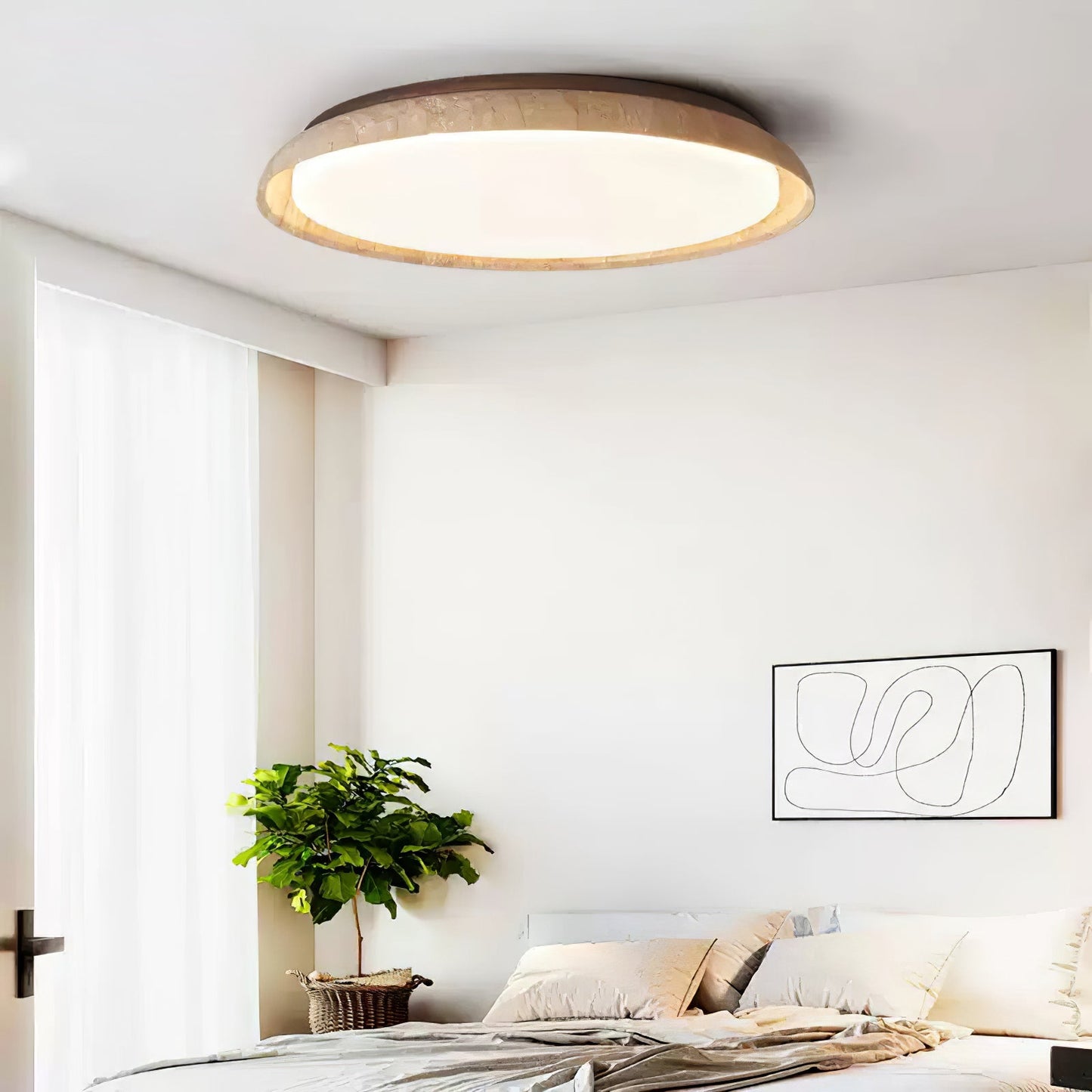 Aureum Edge Ceiling Light | Yellow Travertine | Walnut Color
