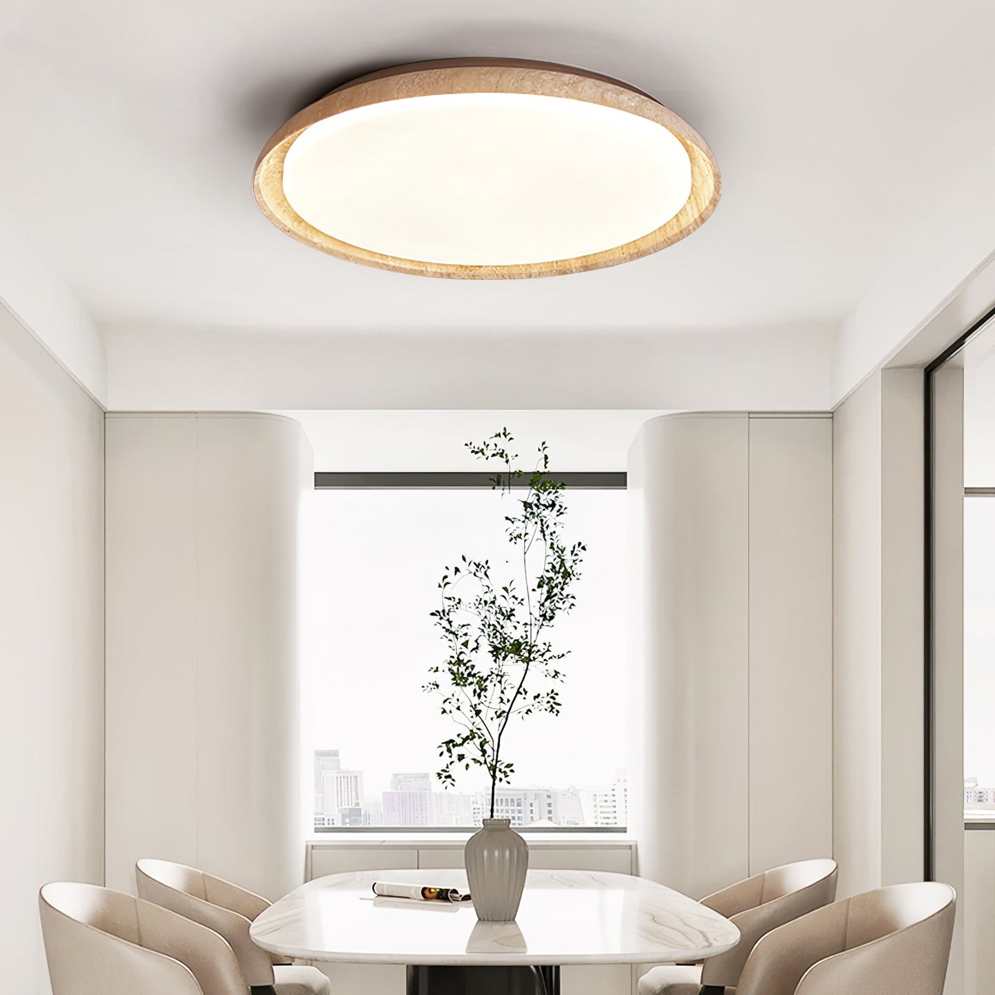 Aureum Edge Ceiling Light | Yellow Travertine | Walnut Color