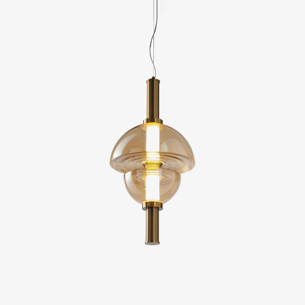 Aurora Pendant Lamp | Golden Glass & Metal | 30cm Diameter
