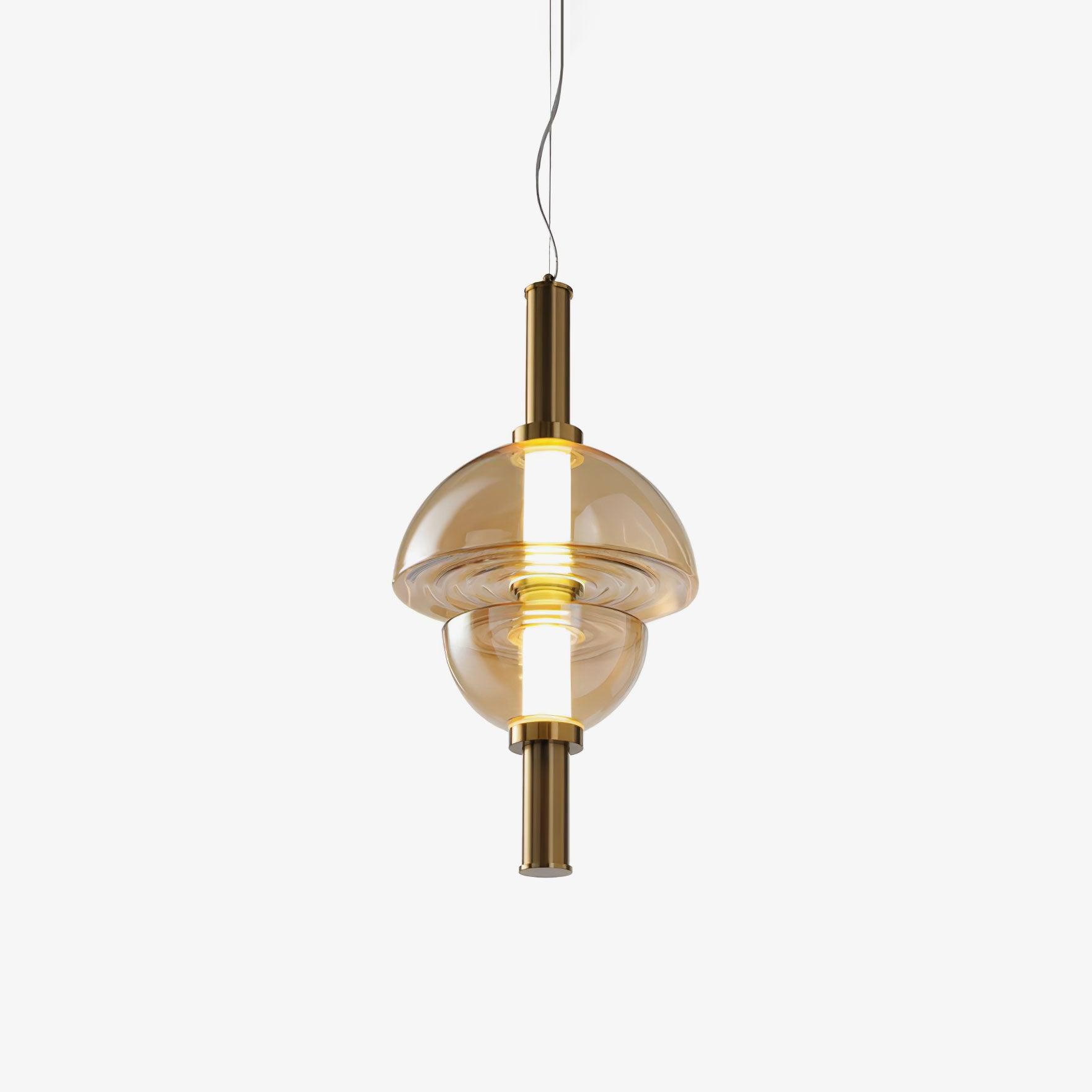 Aurora Pendant Lamp | Golden Glass & Metal | 30cm Diameter