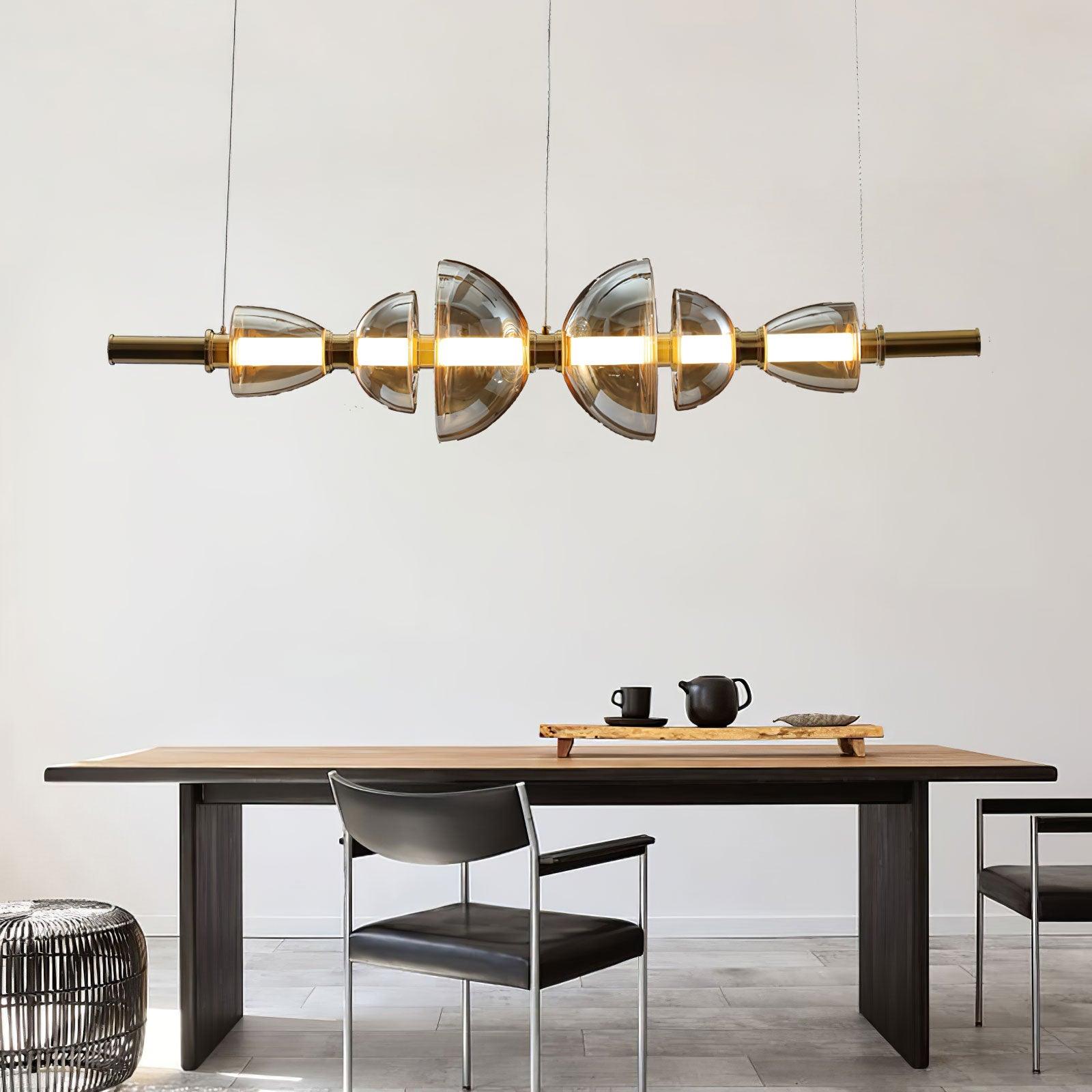 Aurora Pendant Lamp | Golden Glass & Metal | 30cm Diameter