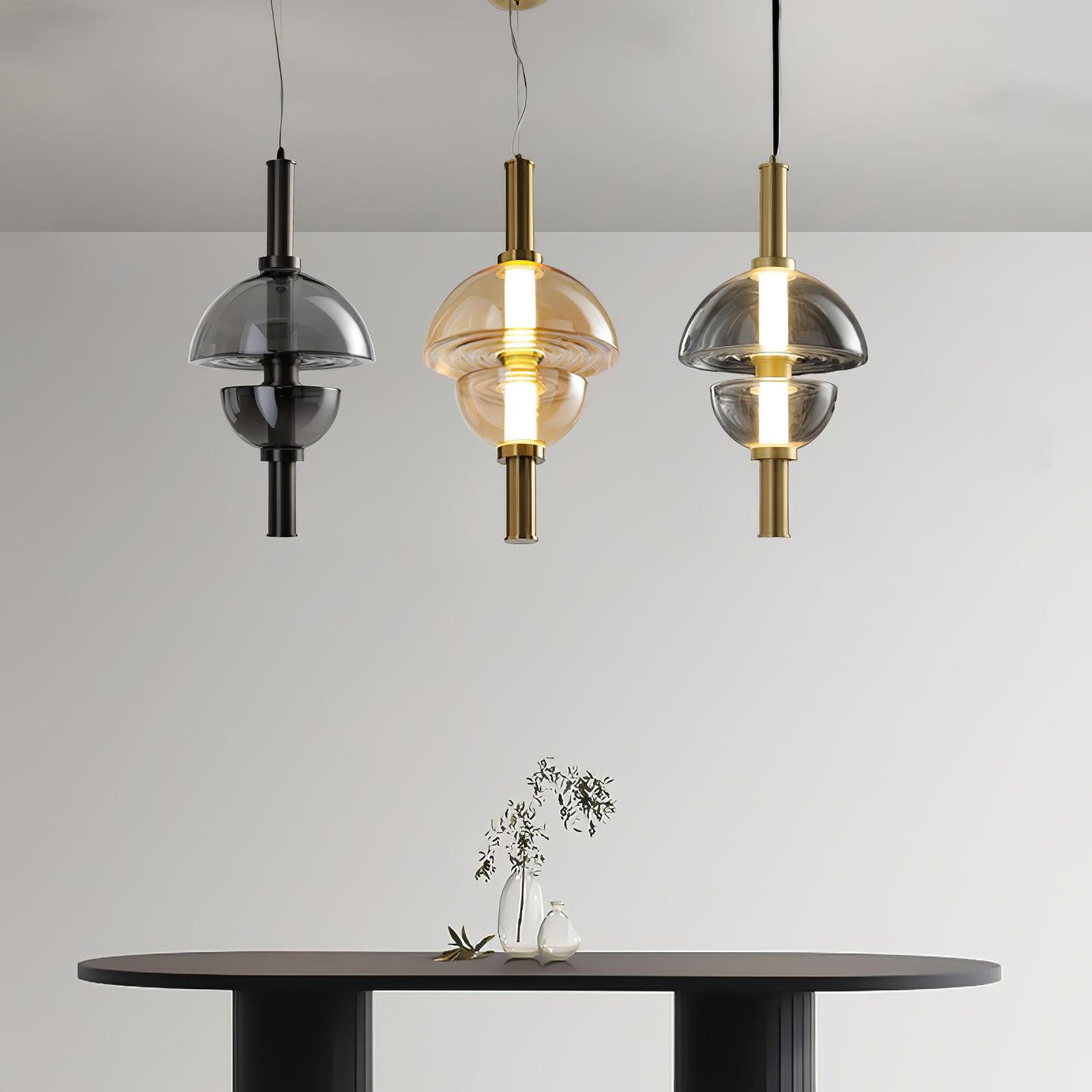 Aurora Pendant Lamp | Golden Glass & Metal | 30cm Diameter