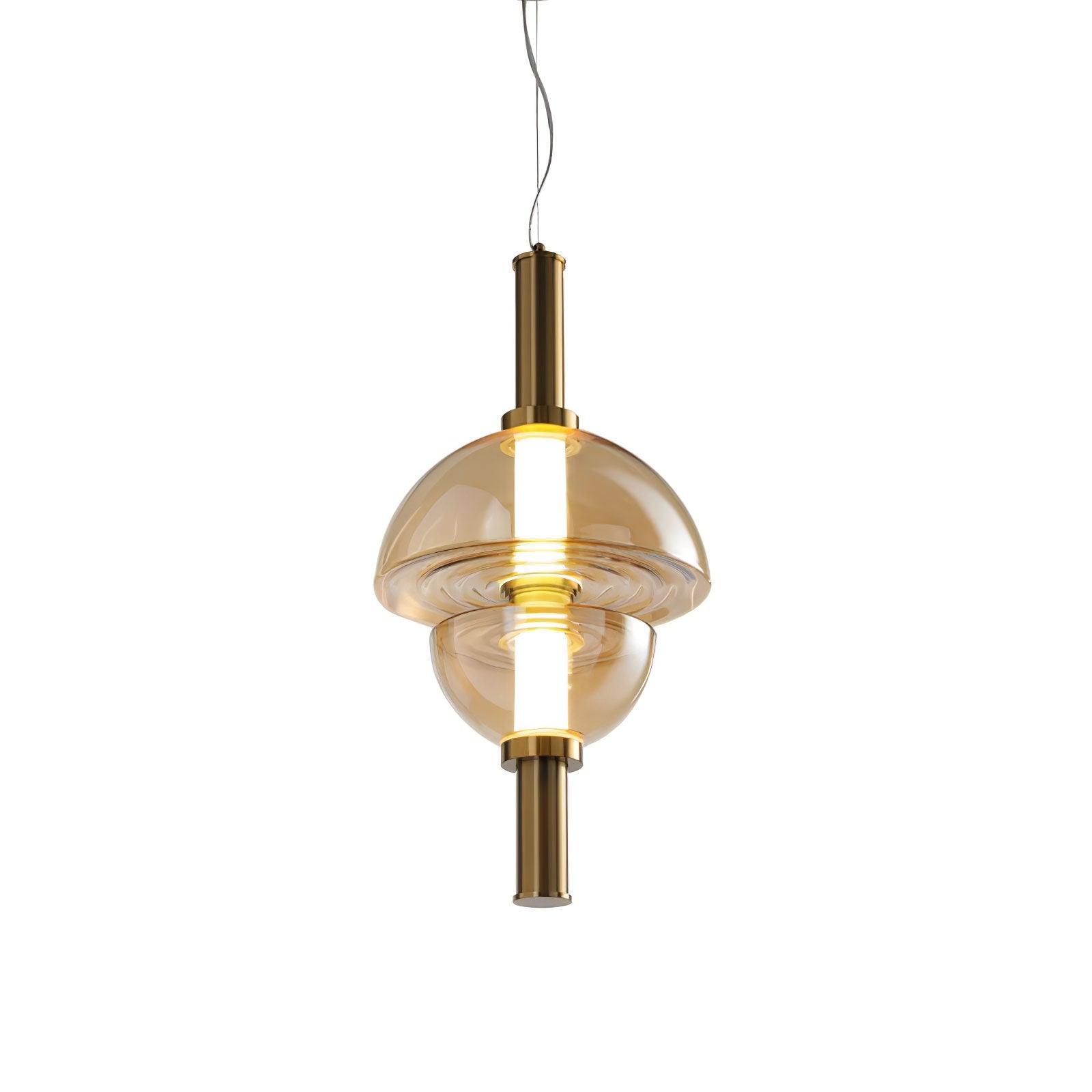 Aurora Pendant Lamp | Golden Glass & Metal | 30cm Diameter