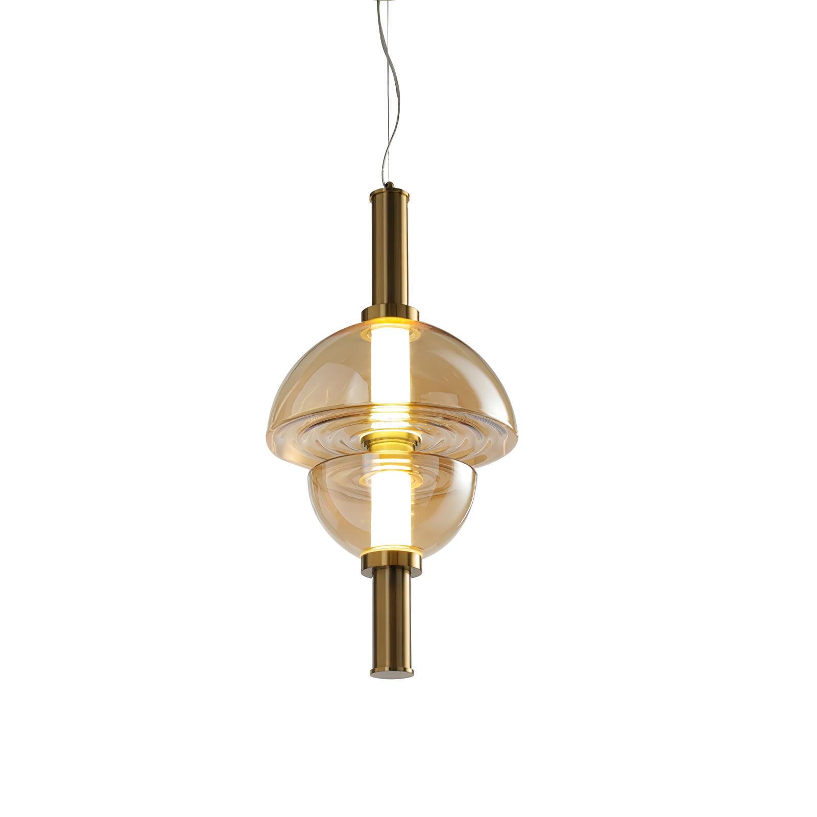 Aurora Pendant Lamp | Golden Glass & Metal | 30cm Diameter