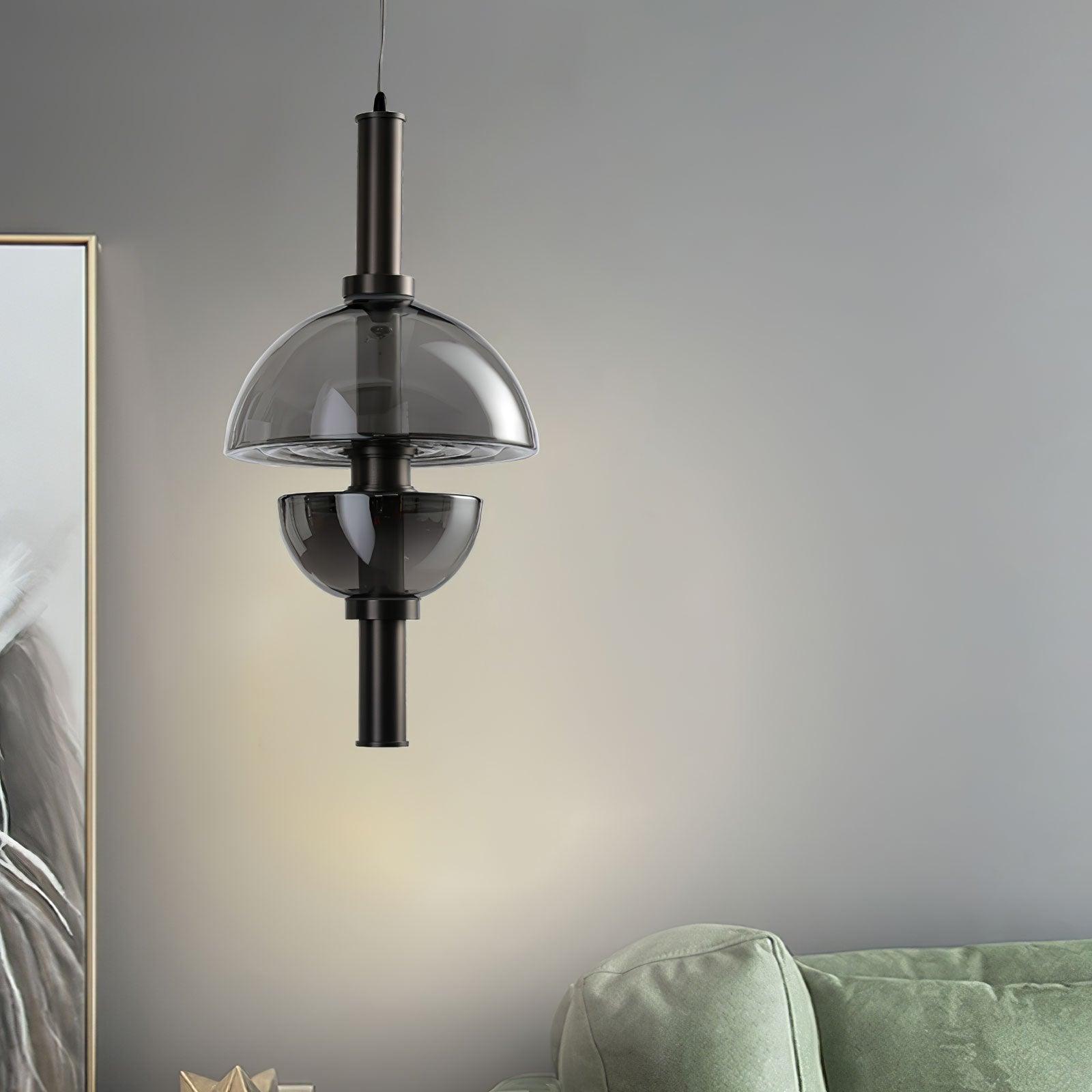 Aurora Pendant Lamp | Golden Glass & Metal | 30cm Diameter