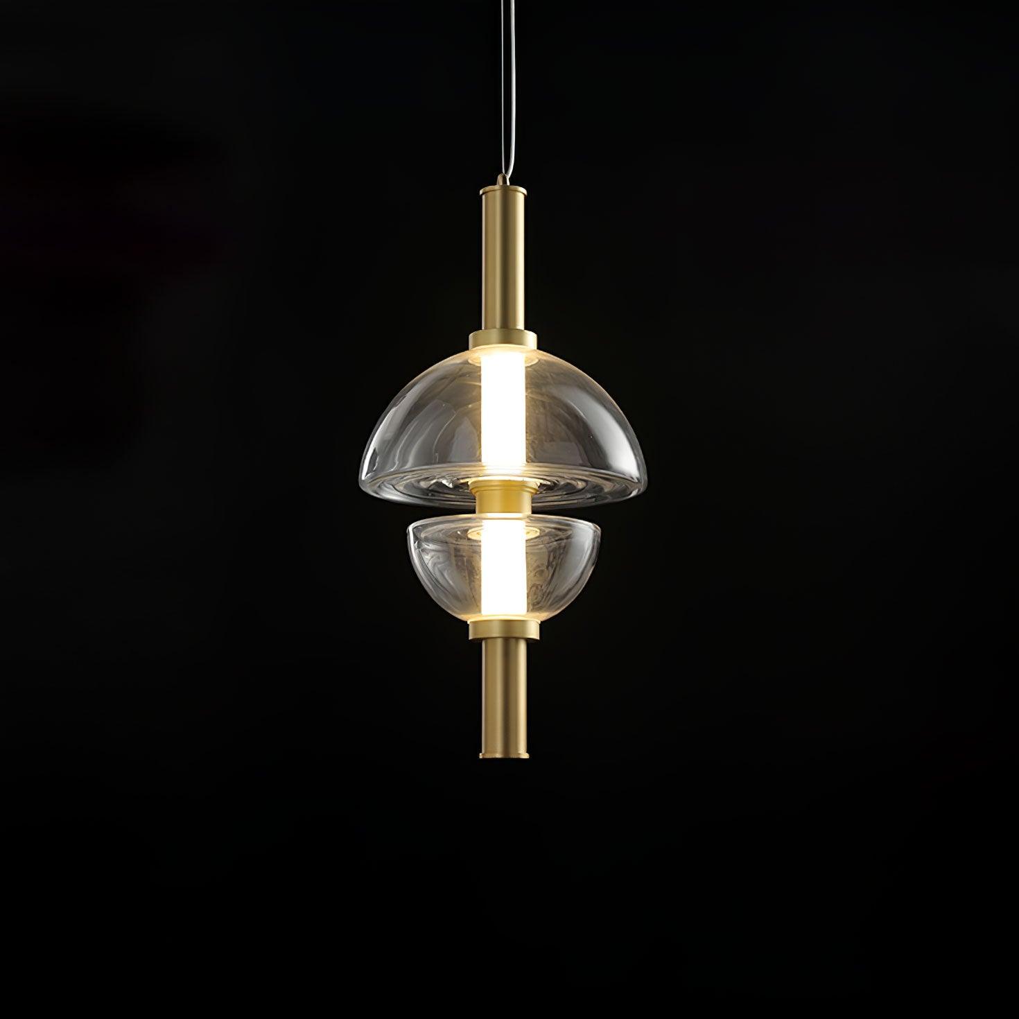 Aurora Pendant Lamp | Golden Glass & Metal | 30cm Diameter