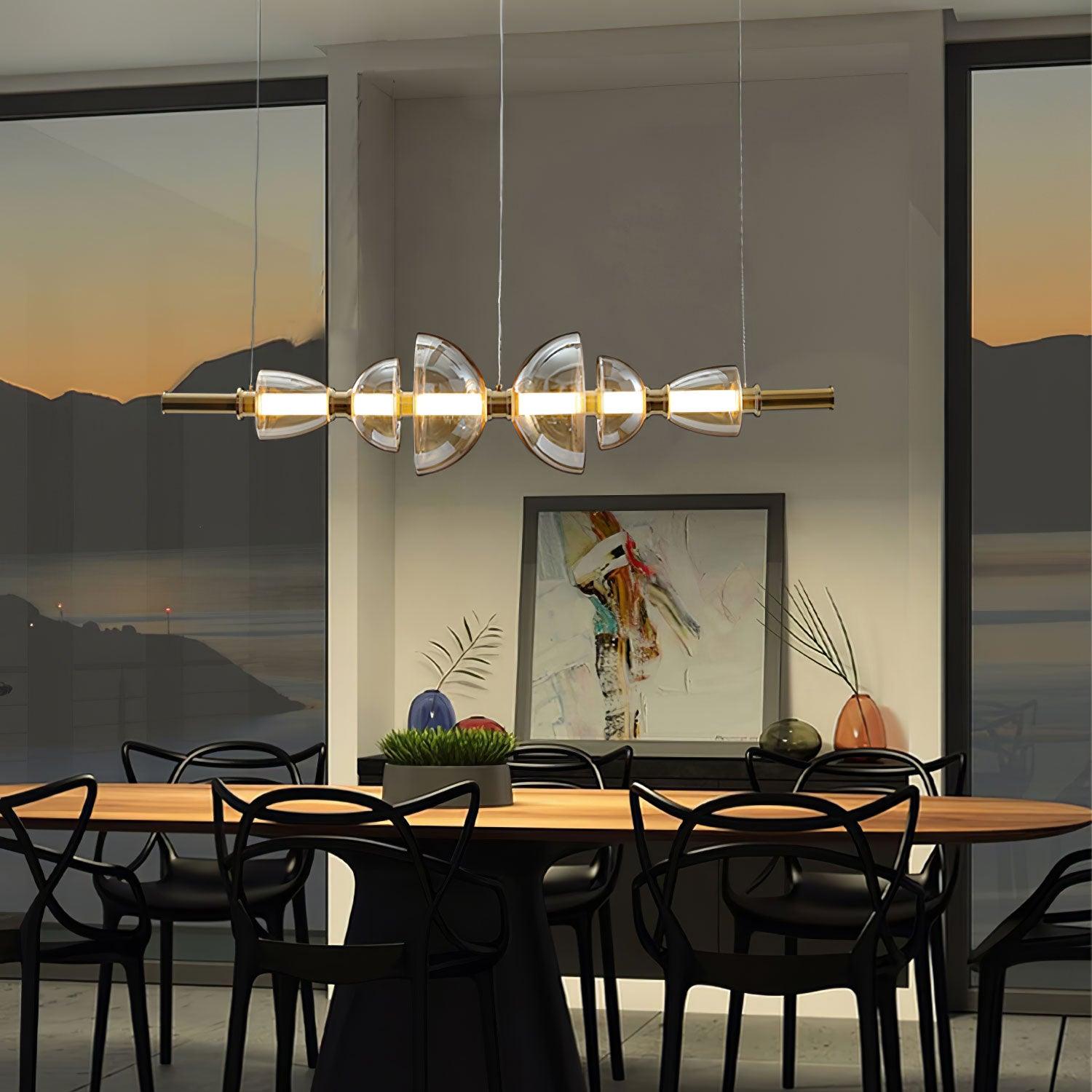 Aurora Pendant Lamp | Golden Glass & Metal | 30cm Diameter