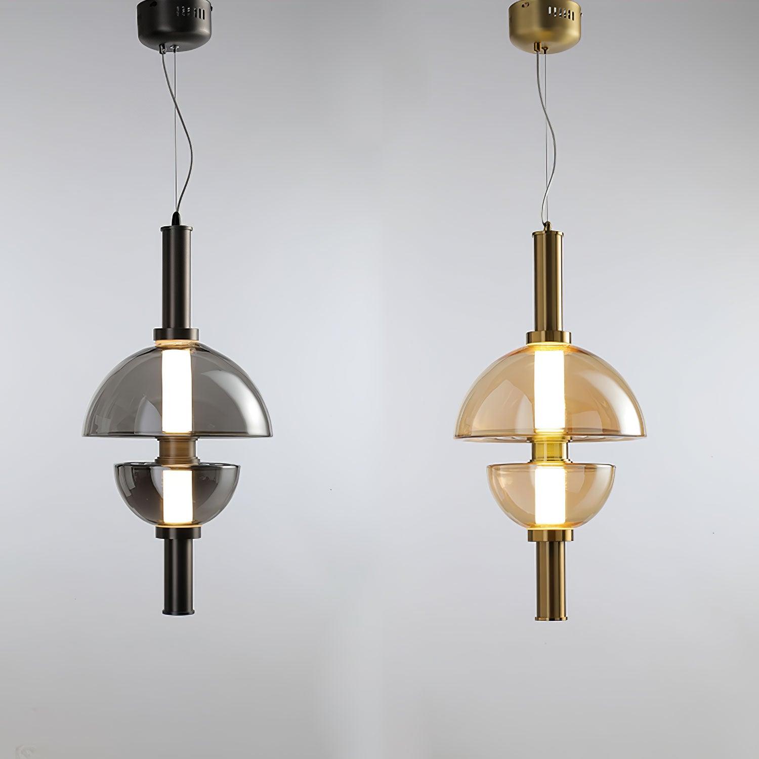 Aurora Pendant Lamp | Golden Glass & Metal | 30cm Diameter
