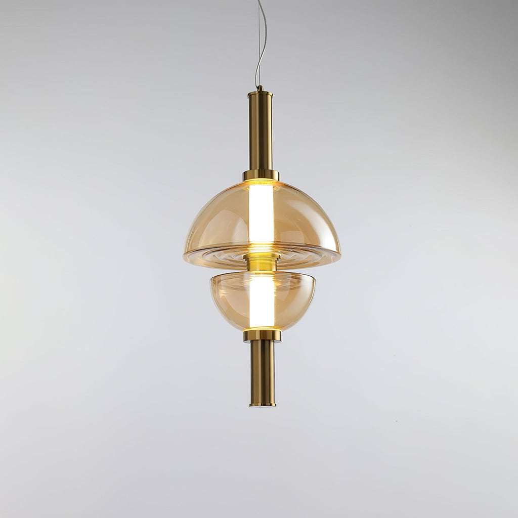 Aurora Pendant Lamp | Golden Glass & Metal | 30cm Diameter