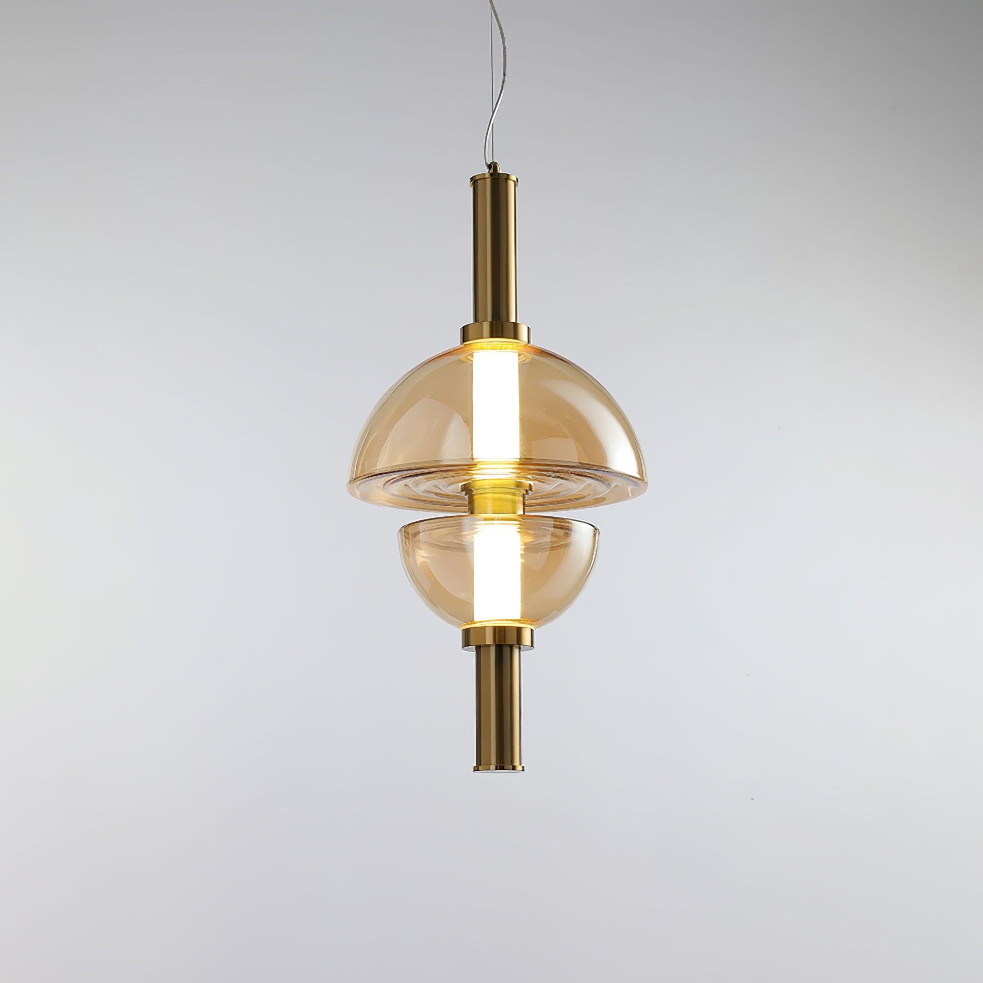Aurora Pendant Lamp | Golden Glass & Metal | 30cm Diameter