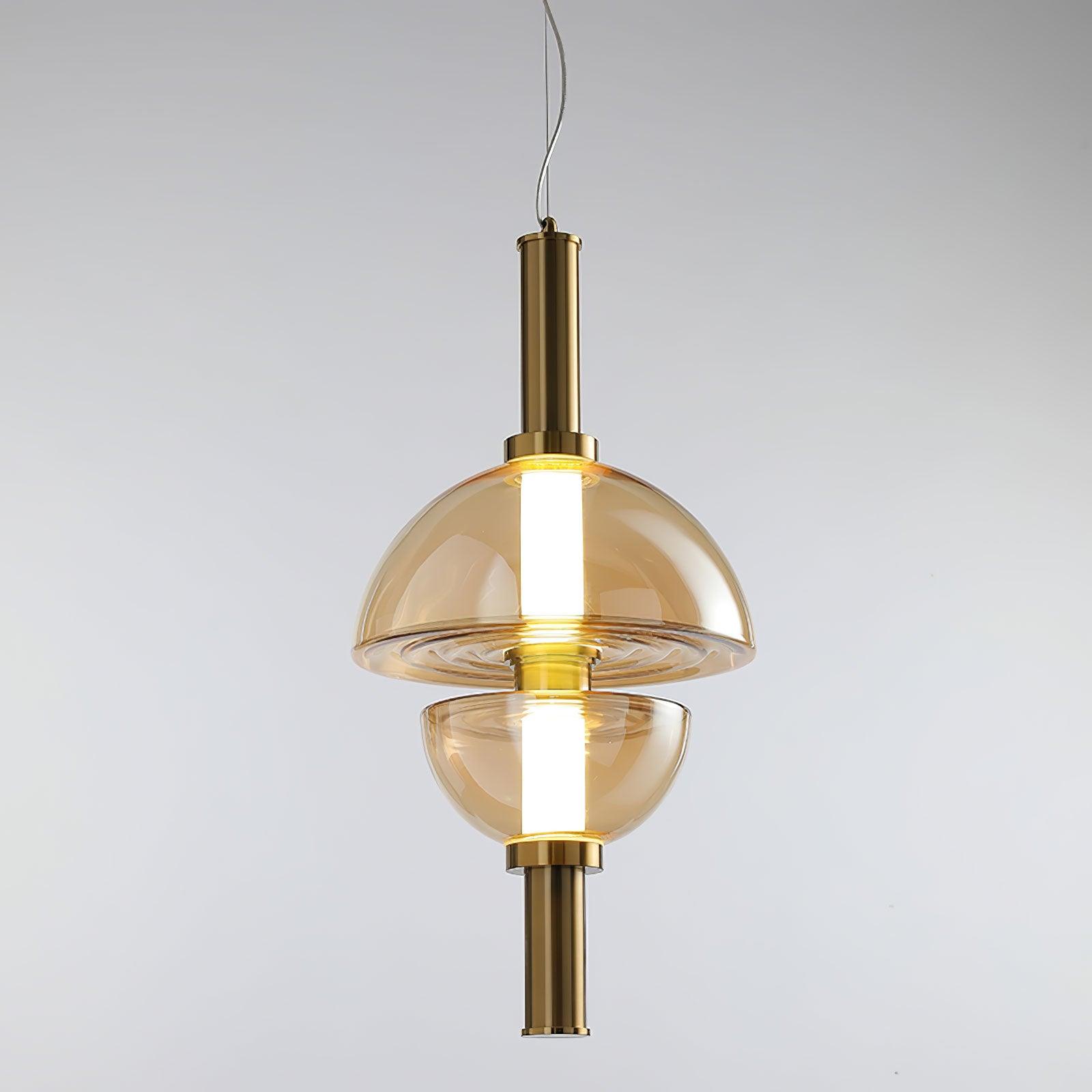 Aurora Pendant Lamp | Golden Glass & Metal | 30cm Diameter
