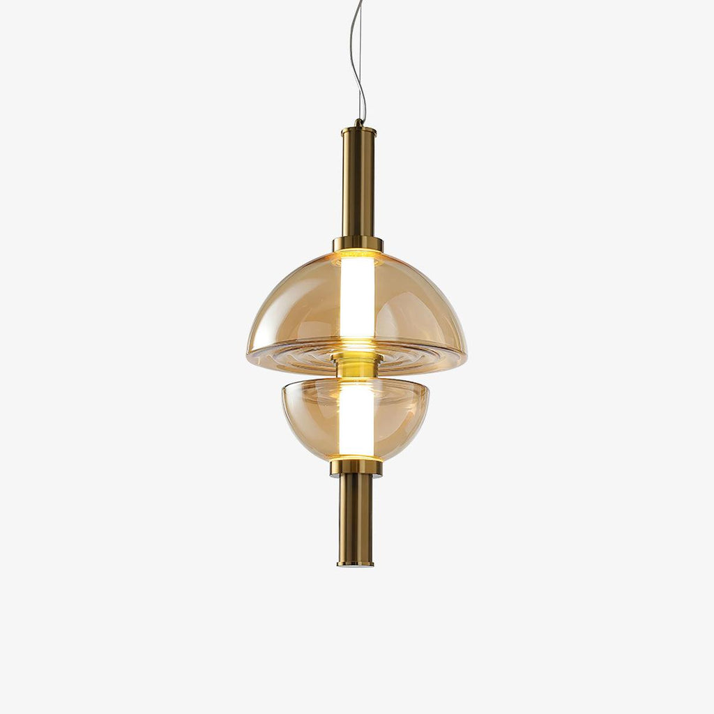 Aurora Pendant Lamp | Golden Glass & Metal | 30cm Diameter