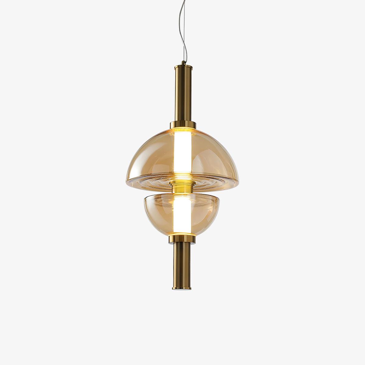 Aurora Pendant Lamp | Golden Glass & Metal | 30cm Diameter
