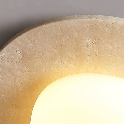 Aurora Stone Ceiling Light | Yellow Travertine | White Shade