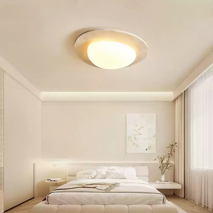 Aurora Stone Ceiling Light | Yellow Travertine | White Shade